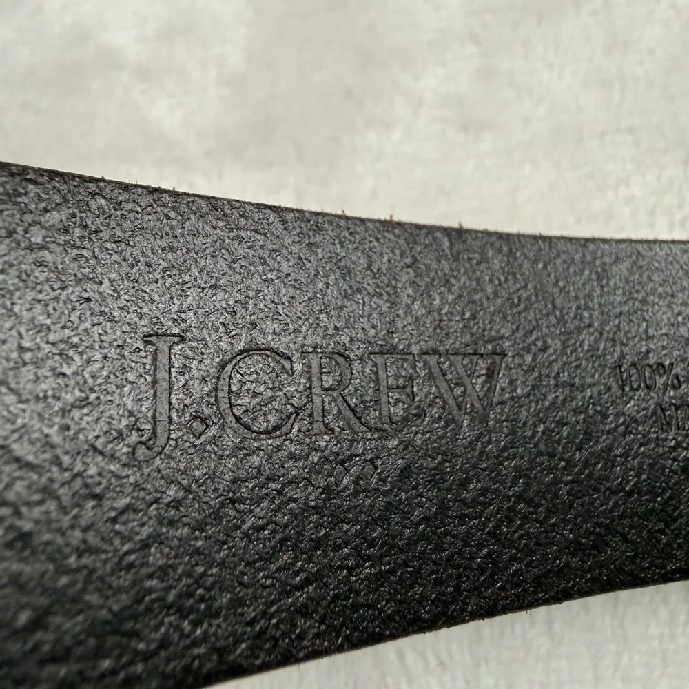 J.Crew Leather Roller Belt Mens 34 Dark Brown Rugged Heritage Stitching Buckle